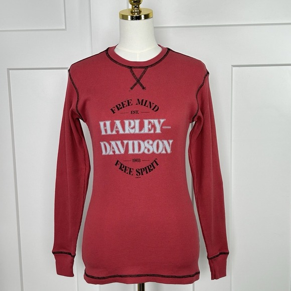 Harley-Davidson Tops - Women's Harley Davidson Deadwood SD MEDIUM - Red Long Sleeve Thermal NWOT